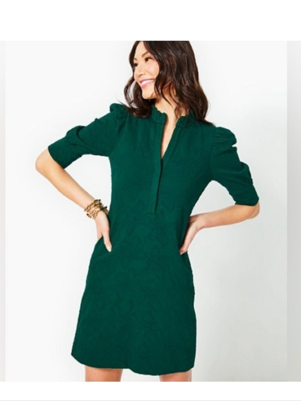 Lilly Pulitzer Green Elsey Sz Xl  Jacquard Dress